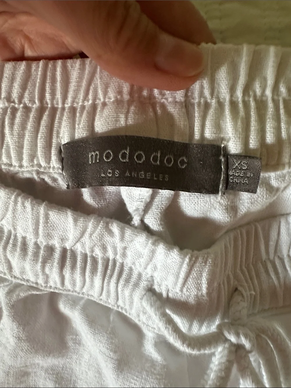 Casual White Drawstring Cropped Pants